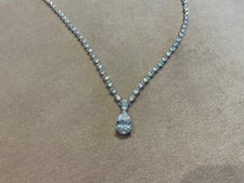 13.7 Carat Lab Diamond Pear Tennis Necklace 18 inch Platinum Plated 925