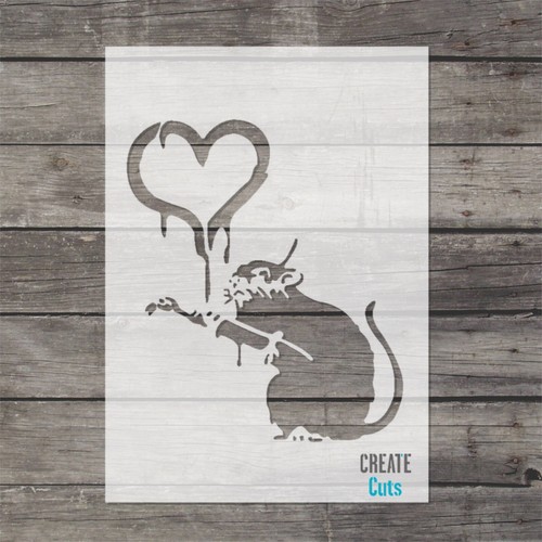 Banksy love heart rat painting - love,