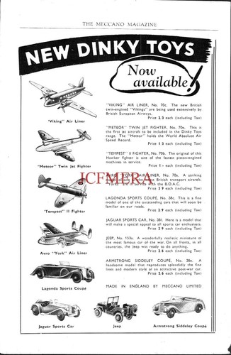 1950s dinky toys advert - dinky,