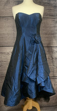 DEBUT Debenhams Dark Metallic Blue Fit & Flare Prom/Bridesmaid Dress 10UK