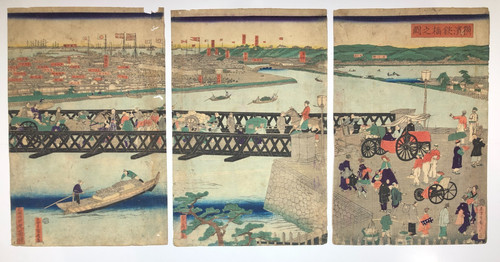 Sadahide woodblock print - woodblock,