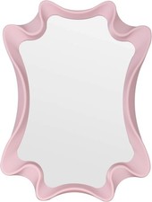 Funerom Irregular Wall Mirror Wavy Mirror (Pink, 40L x 30W cm)