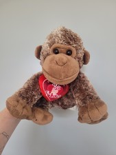 8" ASDA BROWN MONKEY GORILLA RED HEART BE MINE TEDDY BEAR SOFT CUDDLY TOY