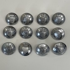 12 x 25mm Vintage West Sussex Fire Brigade Buttons - Gaunt