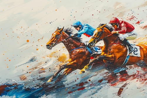 Horse racing canvas picture - horse,