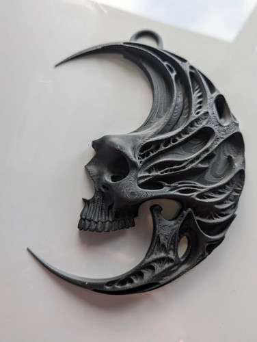 Crescent moon skull wall art - &,