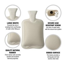1 Litre Hot Water Bottle Natural Rubber Winter Warmer Large Cold 1L Warm Nights