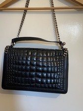 ZARA Black Chain Bag, Embossed Crocodile Effect - In Perfect Condition