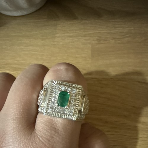 Emerald men silver signet - men's,
