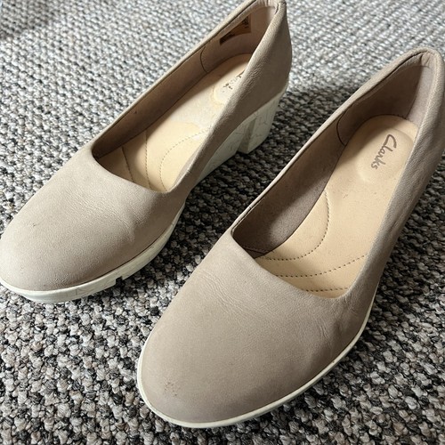 Clarks women wedge suede shoes - wedge,