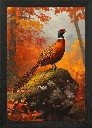Pheasant autumn woods - pheasant, in