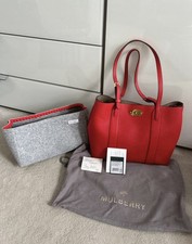 Mulberry Small Bayswater Tote Classic Grain Ruby Red With Mono Liner