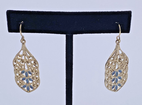 Vtg gold tone - blue, inlay