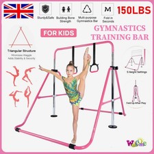 Adjustable Kid Gymnastics Bar Training Kip Bar With Grips Wristbands Ground Nail