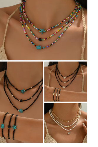 Pieces beaded necklace and - 6,