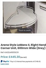 Arena Le Mans Corner Carousel Shelves 600mm kitchen unit - Grey right Hand x 2