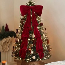 Satin xmas tree topper bows - xmas,