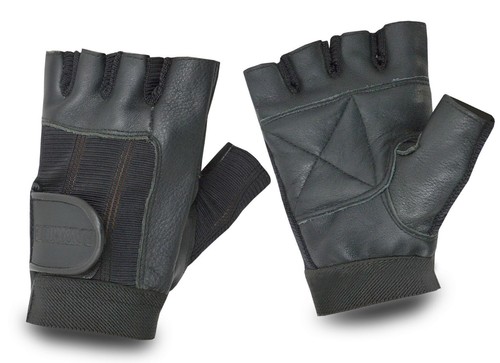 Leather half finger gym gloves - half,