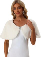 Allegra K Women's Elegant Faux Fur Shawl Bridal Wedding Party Wrap Stole Shrug