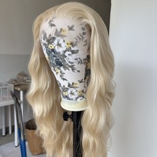 Platinum blonde Women Long Wavy Heat Resistant Hair Frontal Lace Wig