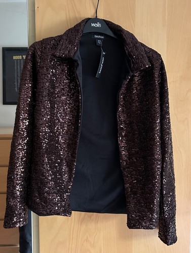 Boohoo sequin brown blazer