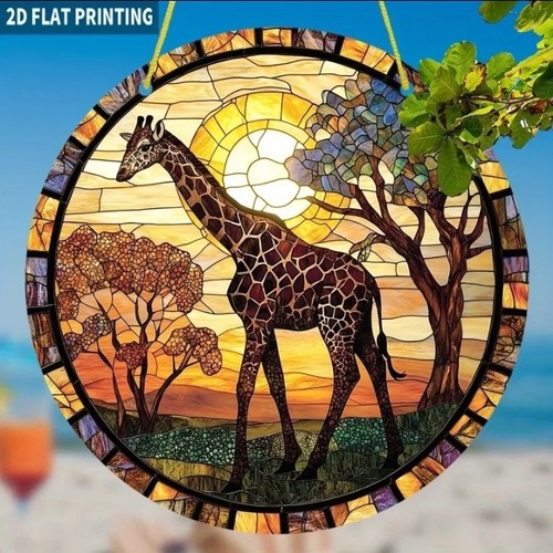 Giraffe suncatcher stained - suncatcher,