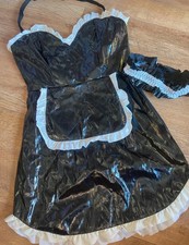 Ann Summers Black PVC Effect French Maid Costume Size 10 Halloween Fancy Dress