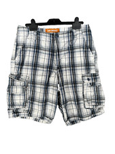 Lee Shorts Mens 34 White Blue Dungarees Cargo Utility Combat Plaid Hiking Tartan