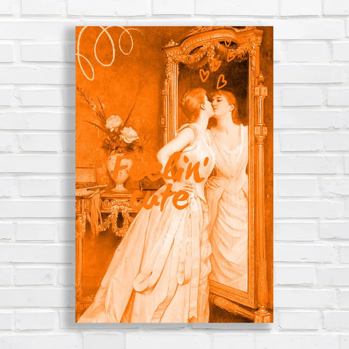 Vintage romantic couple orange - romantic,