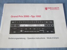MERCEDES-BENZ BECKER GRAND PRIX 2000 INSTRUCTION MANUAL CAR RADIO W126 124 W107