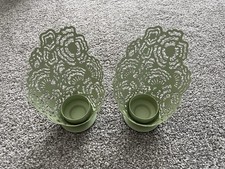 2 IKEA Green Metal T Light Holders