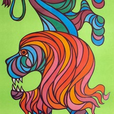 Hubert Hilscher CYRK Circus Poland Pop Art Poster Lion Color Offset Print 1978