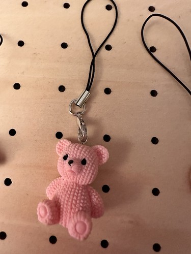 Pink teddy bear keychain - pink,