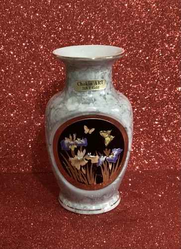 Chokin art small vase 24kt - chokin,