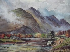 Snowdonia, Welsh Mountain Landscape. John Hughes Roberts Original Watercolour