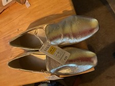 Marks And Spencer Flat Gold Shoes Size 6 New.  Standard Fit. Vegan 