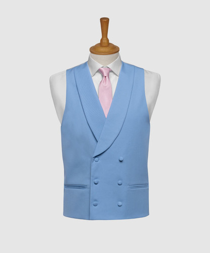 Blue double breasted pure wool - blue,