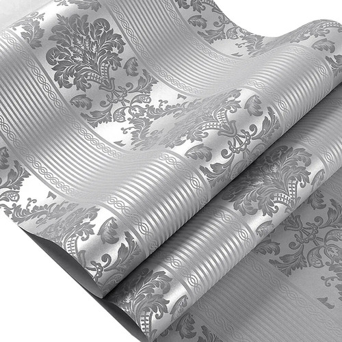 Silver damask wallpaper for - silver,