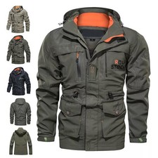 Mens Autumn Warm Military Jacket Waterproof Hooded Combat Outdoor Tactical Coat