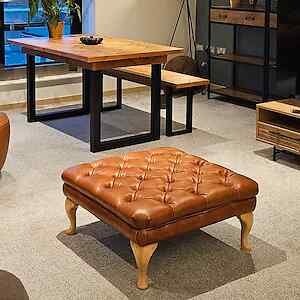 Leather chesterfield footstool - leather,