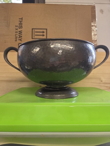 Pewter hammered double handle - hammered,
