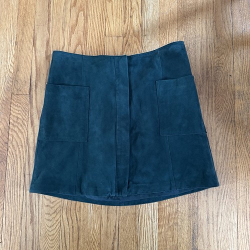 Suede forest green mini skirt - suede,