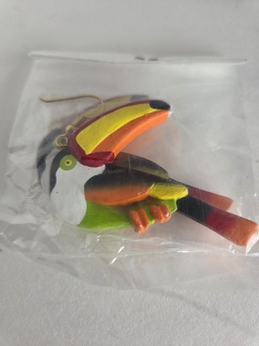 Wooden toucan bird earrings - wooden,