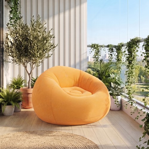 Flocked inflatable lazy chair - inflatable,