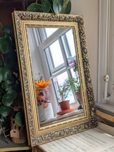 Dahlia gold wall mirror gilt - dahlia,