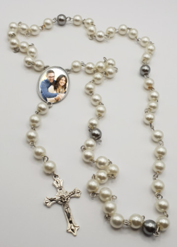 Rosary bead necklace with - necklace,