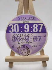 Vincent Motorbike Bike Stamped 1987 Old Original Road Car Cars Tax Disc Discs