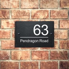 Personalised Slate Plaques UV Printed House Signs Door Number Street Name Plaque