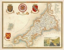 Vintage County Map of Cornwall