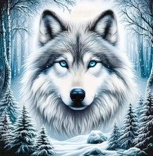 WINTER WOLF STAMPED CROSS